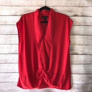 NWT Rachel Zoe Red Sleeveless V-Neck Blouse Top